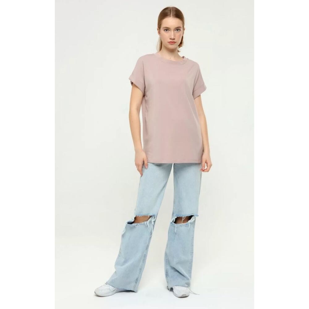 All Saints | Women Imogen Boy Short Sleeve Boxy Oversized Top XS/S Pashmina Pink